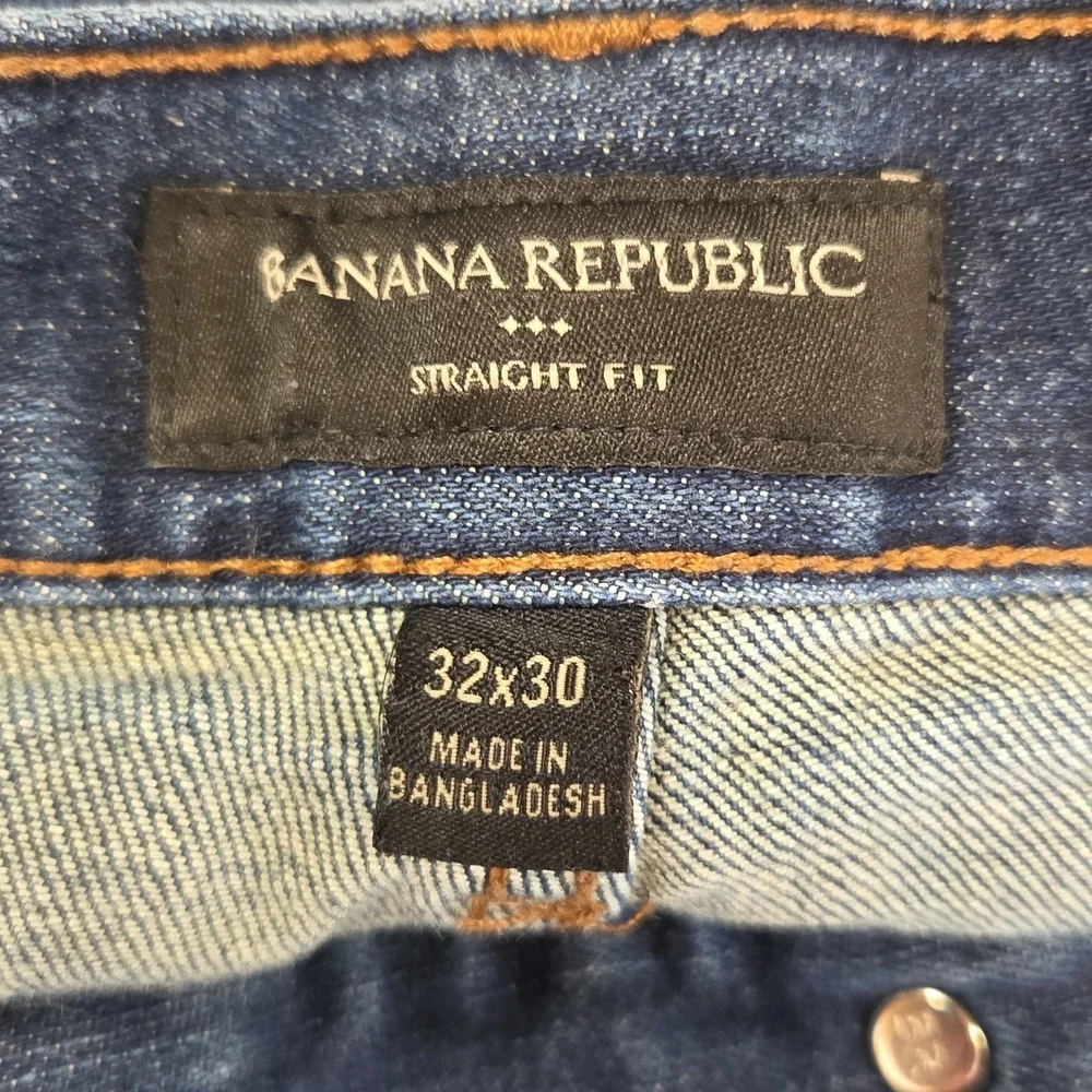 Banana Republic Straight Fit Jeans Mens 32x30 Blue Medium Wash Stretch Denim